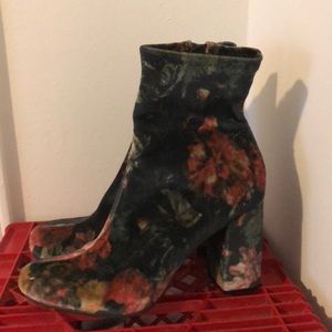 Floral Velvet Booties